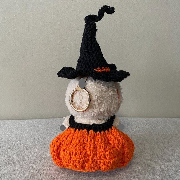 Handmade Crochet Halloween Orange Black Witch Outfit for 17cm Doll 2-Piece Set - Picture 3 of 7